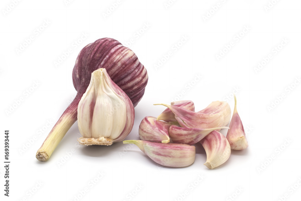 Wall mural garlic on a white background