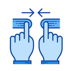 Two hand pinch vector line icon isolated on white background. Two hand pinch line icon for infographic, website or app. Blue icon designed on a grid system.
