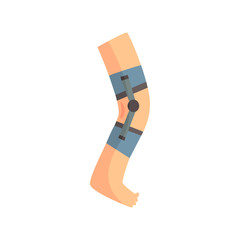 Injured leg bandaged with blue plaster cartoon vector Illustration