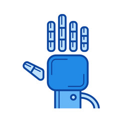 Tracking glove vector line icon isolated on white background. Tracking glove line icon for infographic, website or app. Blue icon designed on a grid system.