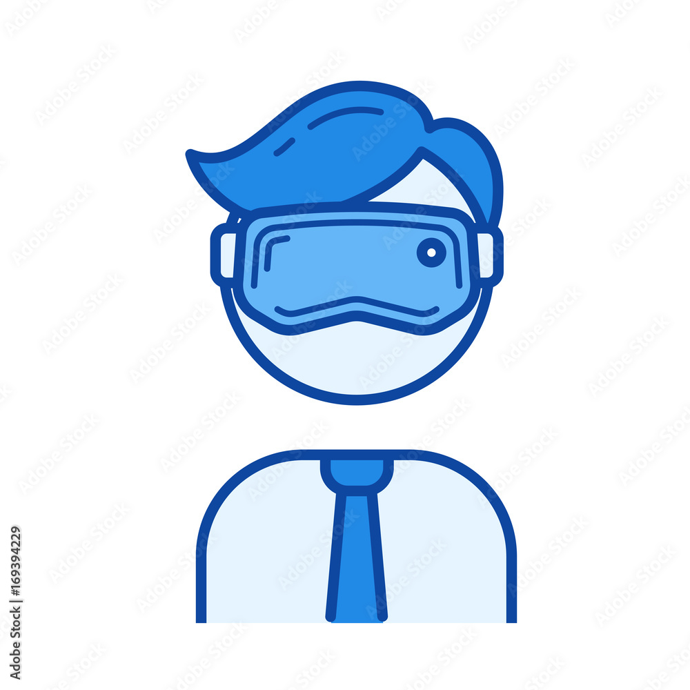 Poster virtual reality vector line icon isolated on white background. virtual reality line icon for infogra