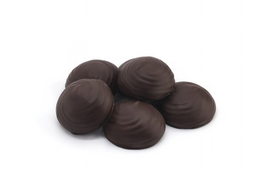 Marshmallow in chocolate on a white background
