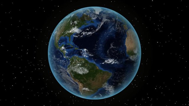Dominican Republic. 3D Earth in space - zoom in on Dominican Republic outlined. Star sky background