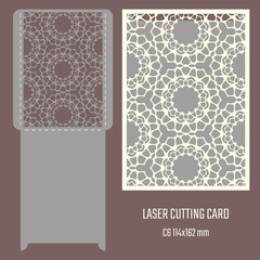 DIY laser cutting vector envelope. Wedding die cut invitation template. Cutout silhouette card. Scrapbook carved paperwork.