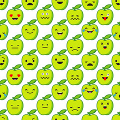 Seamless background with Apple emotions. Vector illustration. Textile rapport.