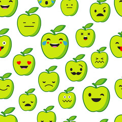 Seamless background with Apple emotions. Vector illustration. Textile rapport.