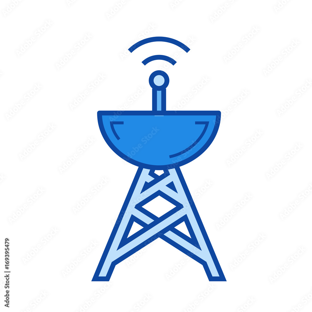 Poster broadcasting vector line icon isolated on white background. broadcasting line icon for infographic, 