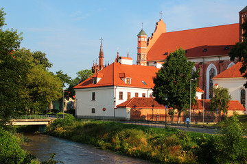 Church of St. Anne and river Vilnele in Vilnius, Lithuania