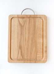 wooden kitchen board on white background