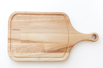 wooden kitchen board on white background