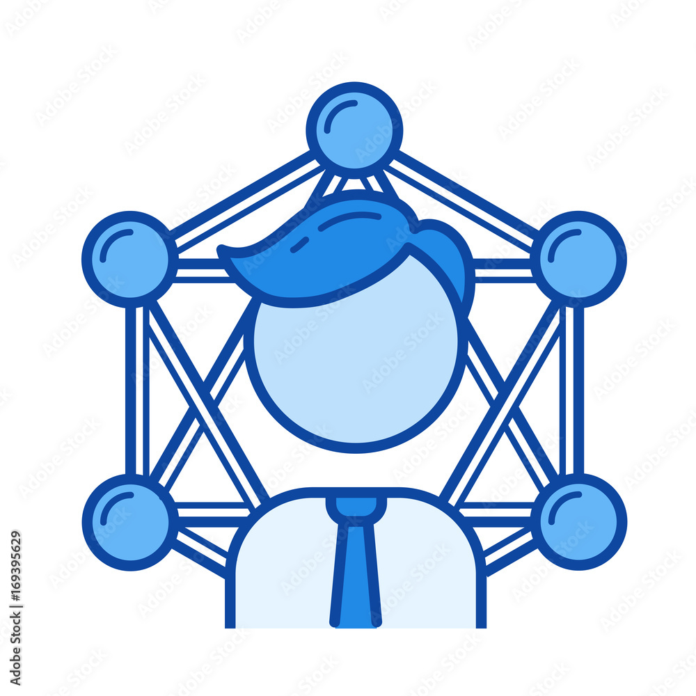 Poster business network vector line icon isolated on white background. business network line icon for infog