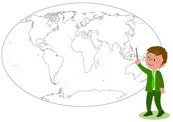 Businessman showing on worldmap vector