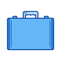 Briefcase vector line icon isolated on white background. Briefcase line icon for infographic, website or app. Blue icon designed on a grid system.