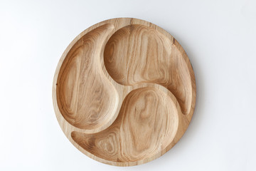 wooden cutting board on white background