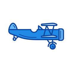 Vintage plane vector line icon isolated on white background. Vintage plane line icon for infographic, website or app. Blue icon designed on a grid system.