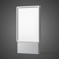 Outdoor white lightbox citylight advertising stand, isolated on transparent background. POS POI. Multimedia stand template. Vector illustration.