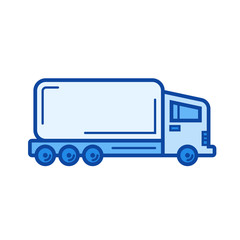 Semi-truck vector line icon isolated on white background. Semi-truck line icon for infographic, website or app. Blue icon designed on a grid system.