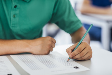 High School Student Doing an Exam