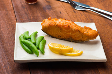 Delicious salmon steak