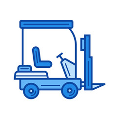 Forklift vector line icon isolated on white background. Forklift line icon for infographic, website or app. Blue icon designed on a grid system.