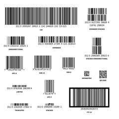 Set of different barcodes isolated on white