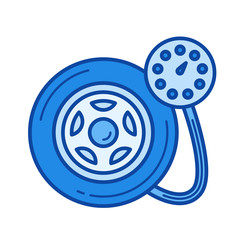 Tire pressure vector line icon isolated on white background. Tire pressure line icon for infographic, website or app. Blue icon designed on a grid system.