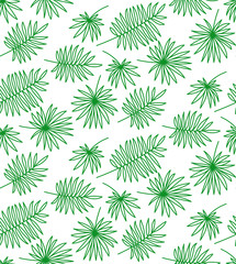 Seamless pattern made of palm leaves on white background