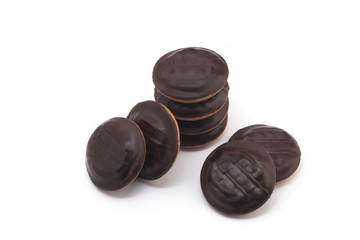 soft dark chocolate brownie cookies on white