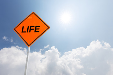 life traffic sign in blue sunny sky