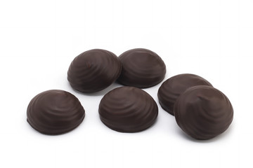 Marshmallow in chocolate on a white background