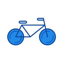 Bicycle vector line icon isolated on white background. Bicycle line icon for infographic, website or app. Blue icon designed on a grid system.