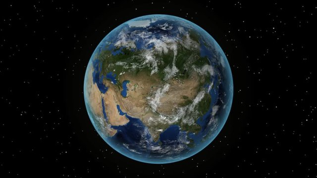 Finland. 3D Earth in space - zoom in on Finland outlined. Star sky background