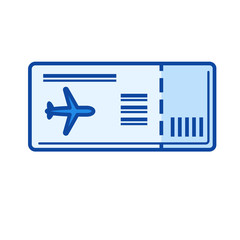 Boarding pass vector line icon isolated on white background. Boarding pass line icon for infographic, website or app. Blue icon designed on a grid system.