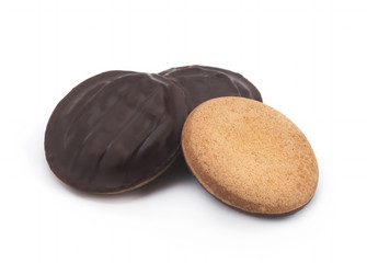 Chocolate cookies on a white background