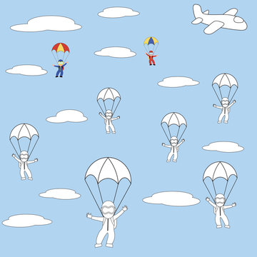 Coloring paratroopers. Coloring pages for kids.