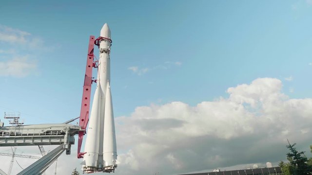 View of Vostok carrier rocket in Moscow.