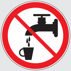 Do not drink water. Warning sign.
