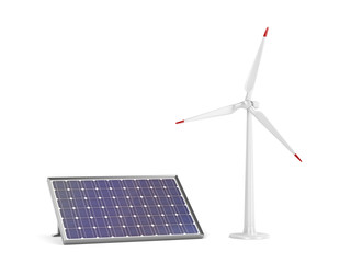 Solar panel and wind turbine