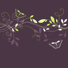 Floral background with butterflies. Vector illustration.