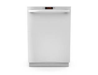 Freestanding dishwasher on white background 3d render