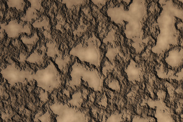 Texture of brown ground. Surface of planet or desert soil. 3D illustration.