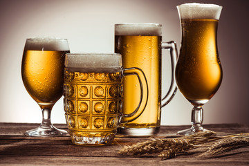 assortment of beer in glasses