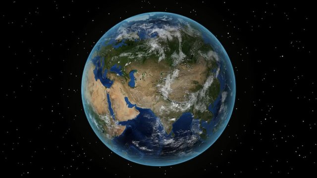 Germany. 3D Earth in space - zoom in on Germany outlined. Star sky background