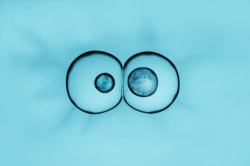 Macro close up of soap bubbles look like scientific image of cells division process, Concept of...