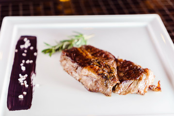 tasty steak with sauce