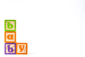 Wooden cubes with letters with 