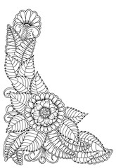 Corner flower pattern in black and white. Can use for print , coloring and card design