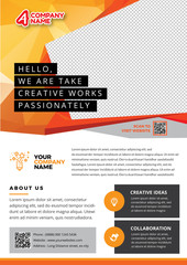 Professional Flyer Template for Agency, Company, Coorporate, Creatives, and any other. In orange color and A4 size style 1