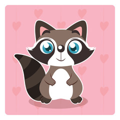 Illustration of a stylized cute raccoon