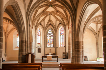 Fototapeta na wymiar Interior of Saint-Saphorin Church, Lavaux, Switzerland